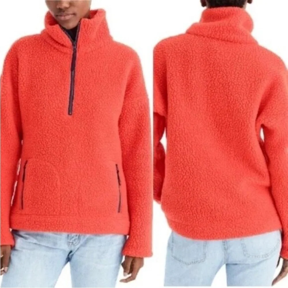 J.Crew Polartec fleece half-zip pullover jacket in red